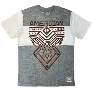 American Fighter Men's T-Shirt Grey White Dip Dye Dugger Panel Tee in X-Large